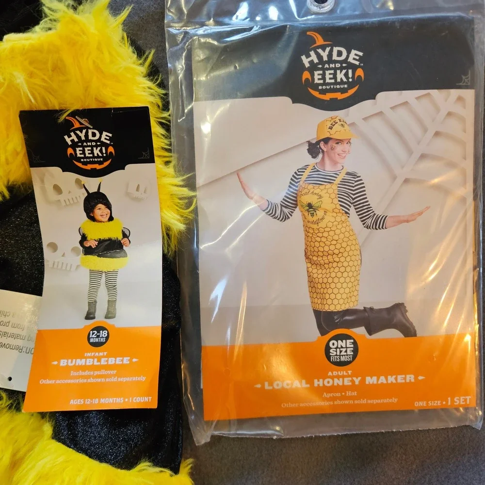 Hyde and Eek Boutique Infant Bumblebee Costume 12-18 Months w/ bee keeper adult - Picture 1 of 10